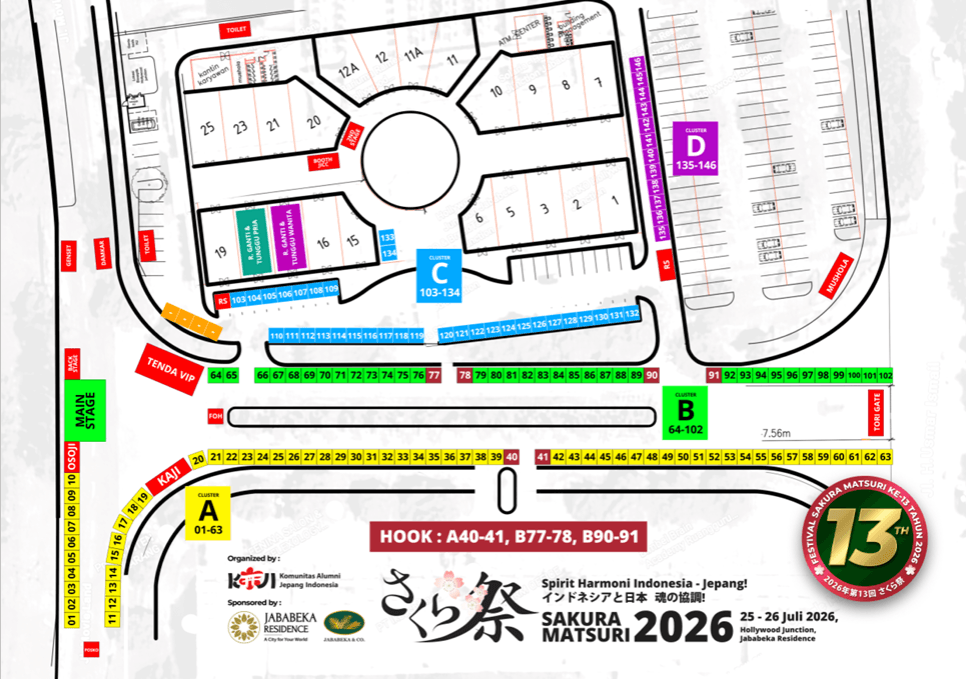 Peta lokasi Hollywood Junction, Kota Jababeka, Cikarang — lokasi penyelenggaraan Sakura Matsuri 2026 oleh Hellowork Asia